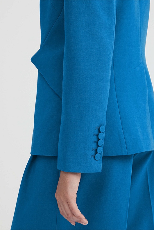 Seam Detail Single Breasted Blazer - Sorrento Blue