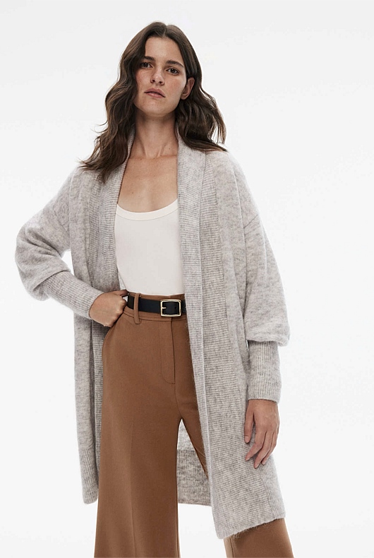 Mohair Knit Cardigan - Light Grey Marle