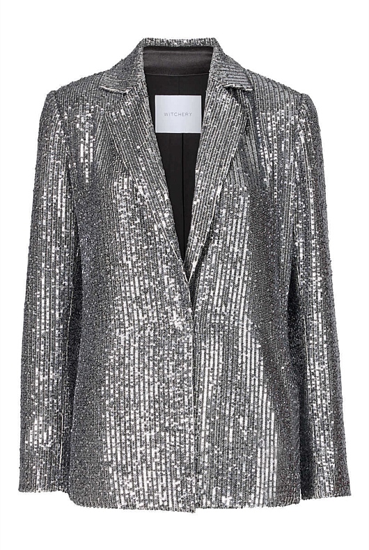 Sequin Blazer - Gunmetal
