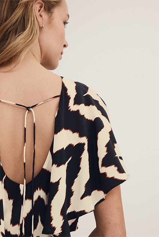 Silk Zig Zag Blouse - Mink