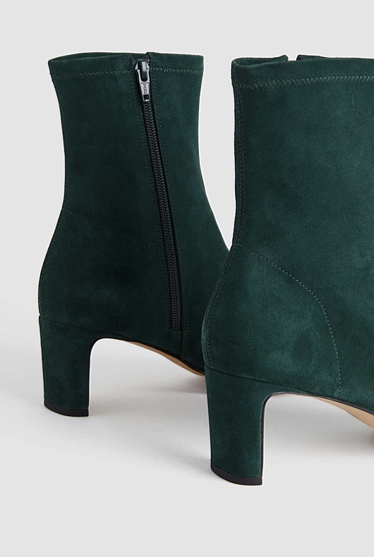 Suede 65mm Heel Bootie - Teal Green