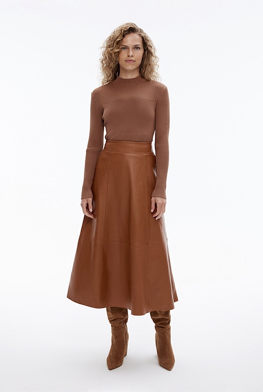 High Neck Textured Knit - Camel