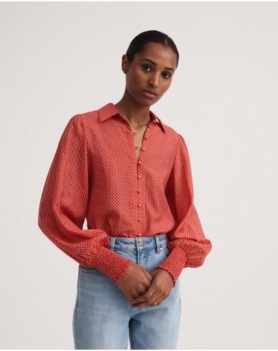 Witchery Texture Oak Leaf Print Blouse