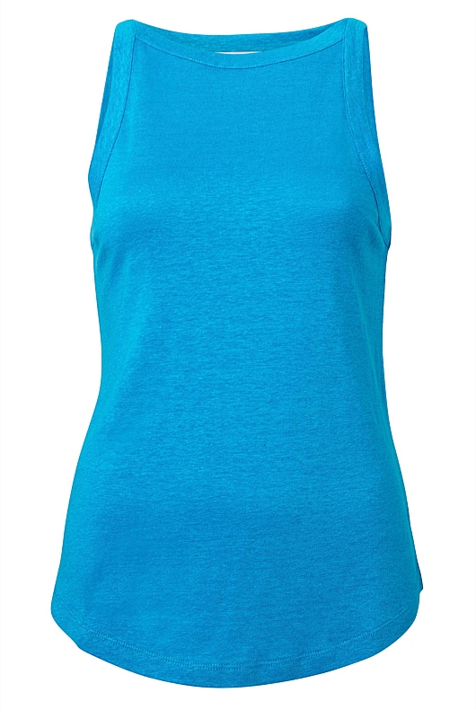 Linen Bind Detail Tank - Cyan