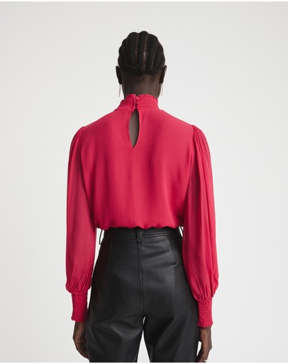 Witchery Shirred High Neck Blouse