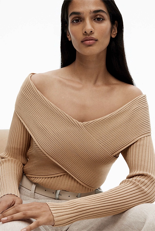 Wrap Front Knit - Washed Sand