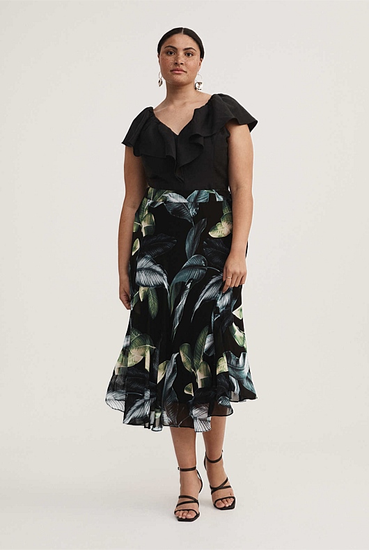 Ruffle Sleeve Blouse - Black