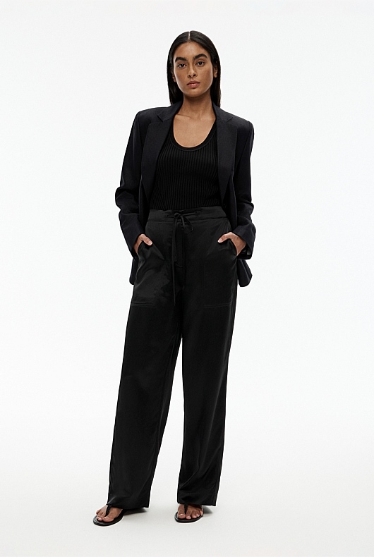 Acetate Blend Pant - Black