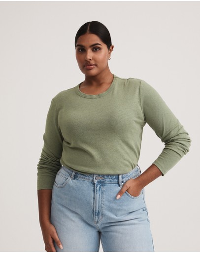 Witchery Linen Blend Long Sleeve Top