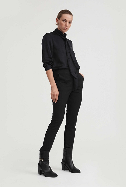 Snaffle Leather 75mm Heeled Boot - Black