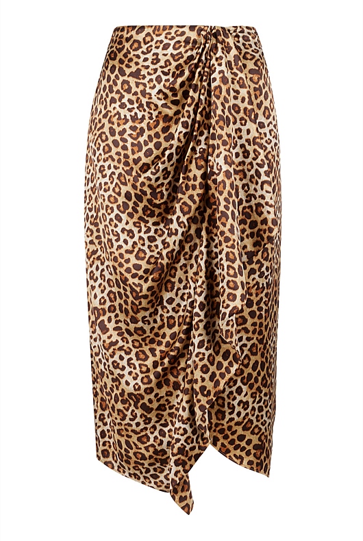 Silk Satin Ocelot Skirt - Ocelot Print