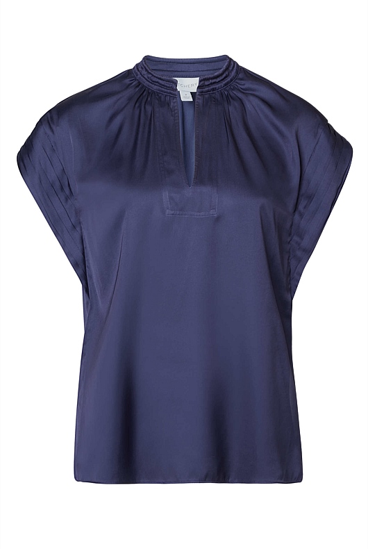Cap Sleeve Blouse - Ink Blue