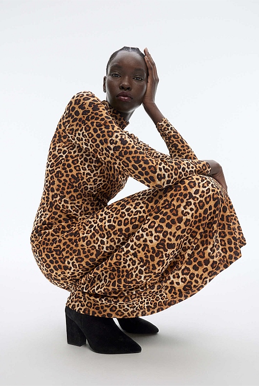 Mesh Ocelot Print Dress - Ocelot Print