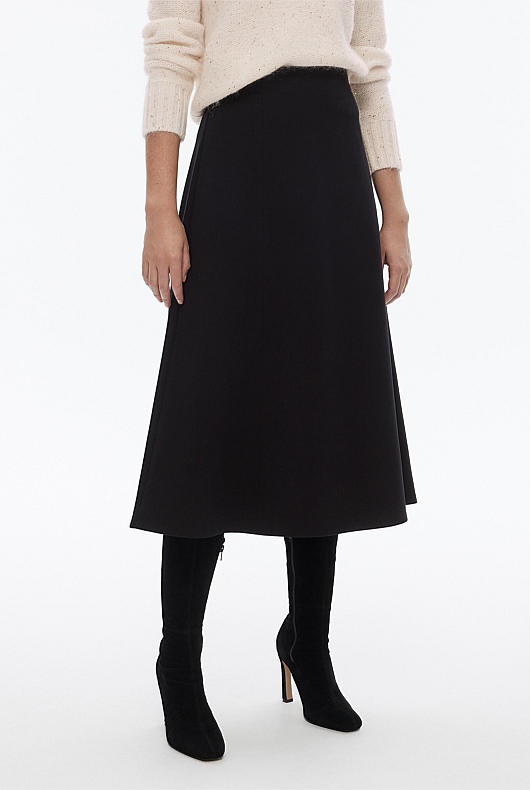 Ponte Long Line Skirt - Black