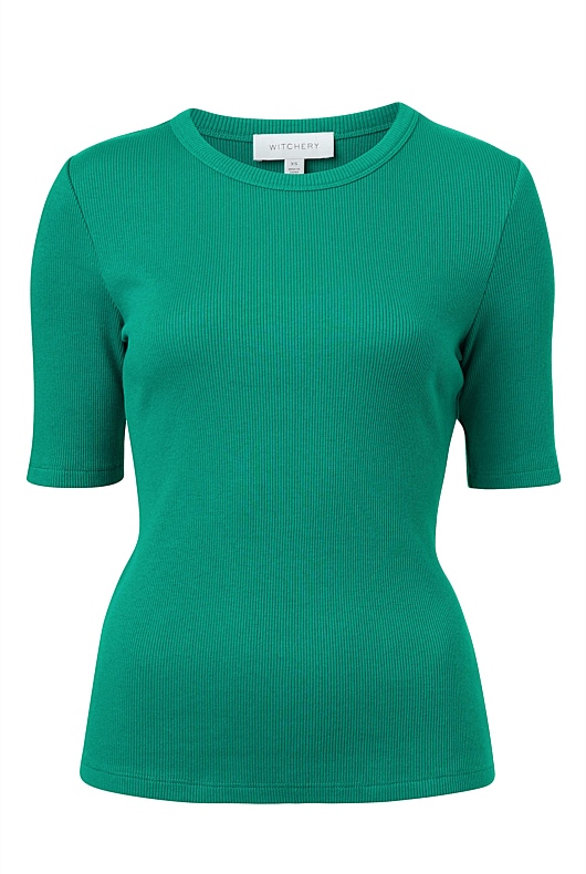 Crew Rib Tee - Aqua Green