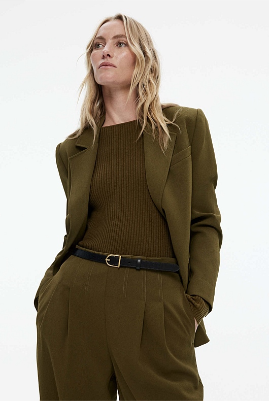 Boat Neck Rib Knit - Jungle