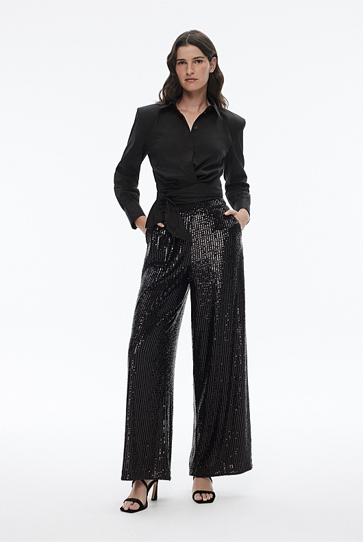 Sequin Trouser - Black