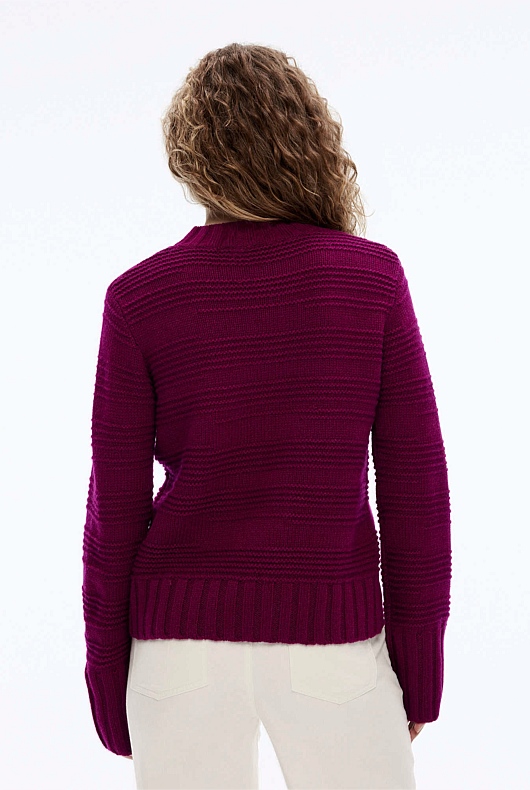 Wool Blend Stitch Detail Knit - Deep Magenta