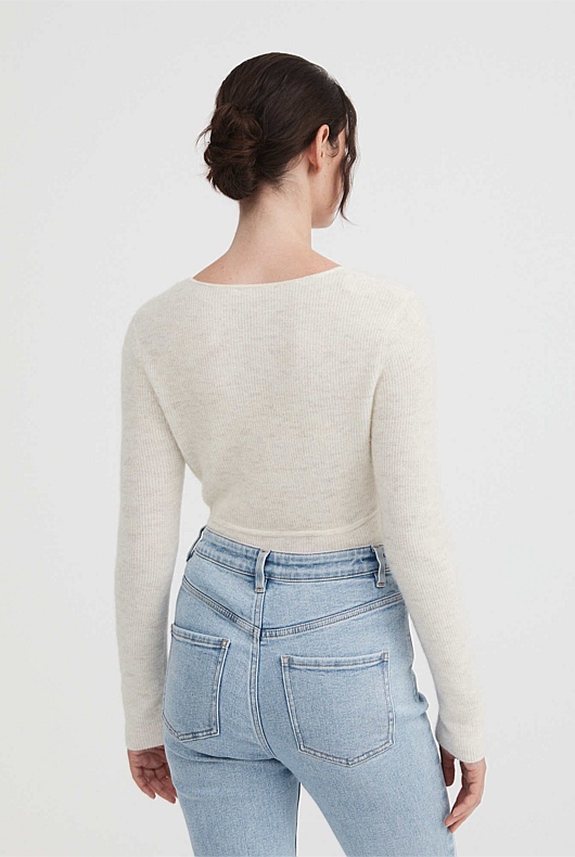 Alpaca Blend Scoop Neck Knit - Oatmeal Marle