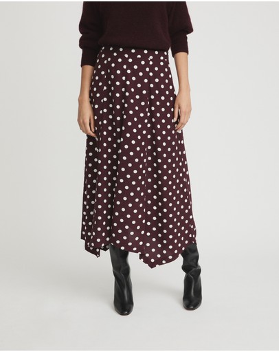 Witchery Viscose Small Spot Drop Hem Skirt
