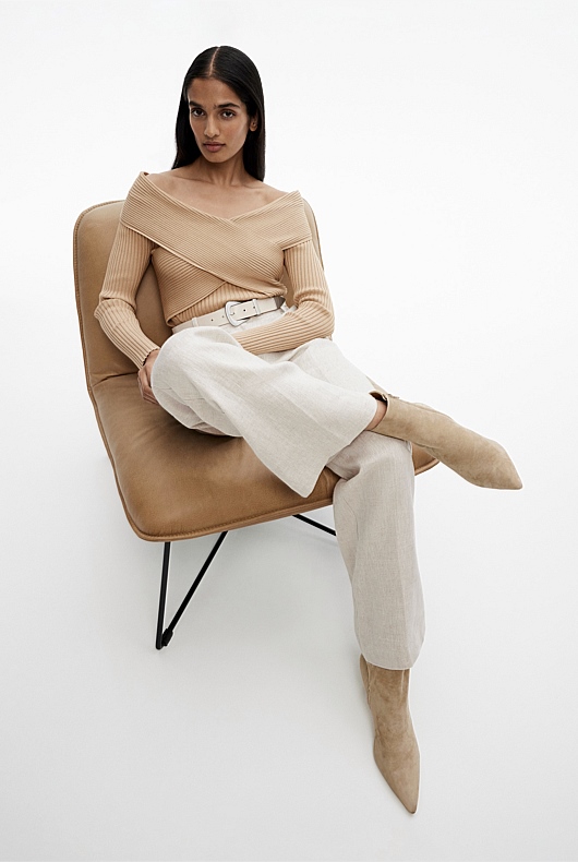 Wrap Front Knit - Washed Sand