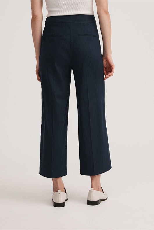 Stretch Linen Blend Pant - Regatta Blue