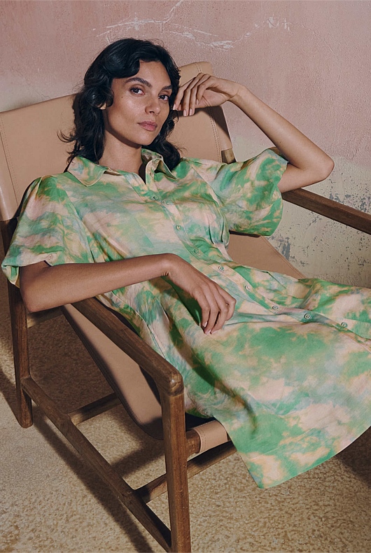 Soft Focus Print Dress - Aura Print