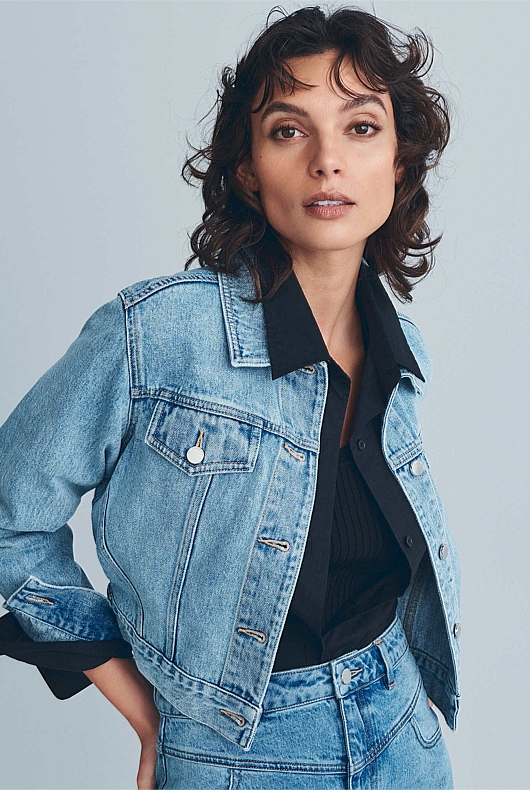 Denim Crop Jacket - Vintage Wash Denim