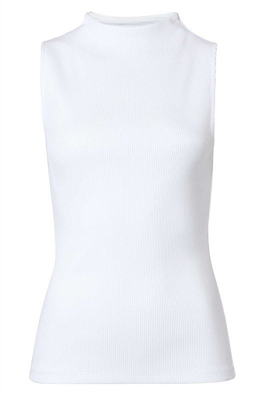 Cotton Rib Mock Neck Tank - Pure White