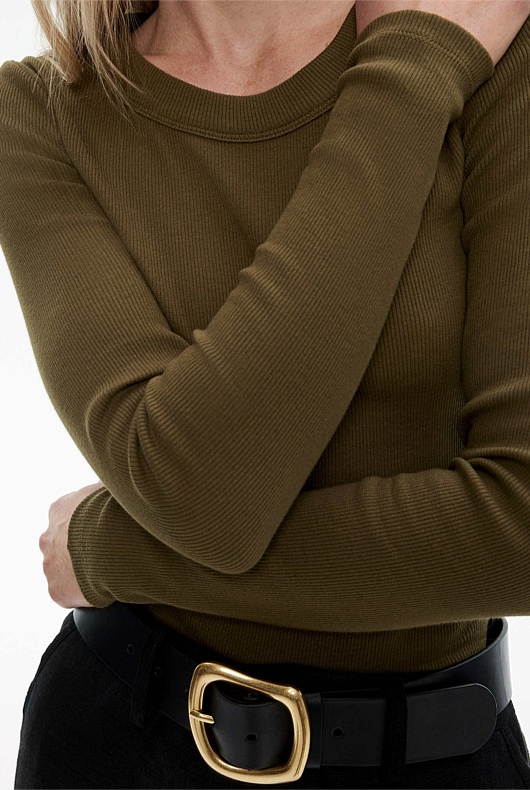 Long Sleeve Rib Top - Jungle