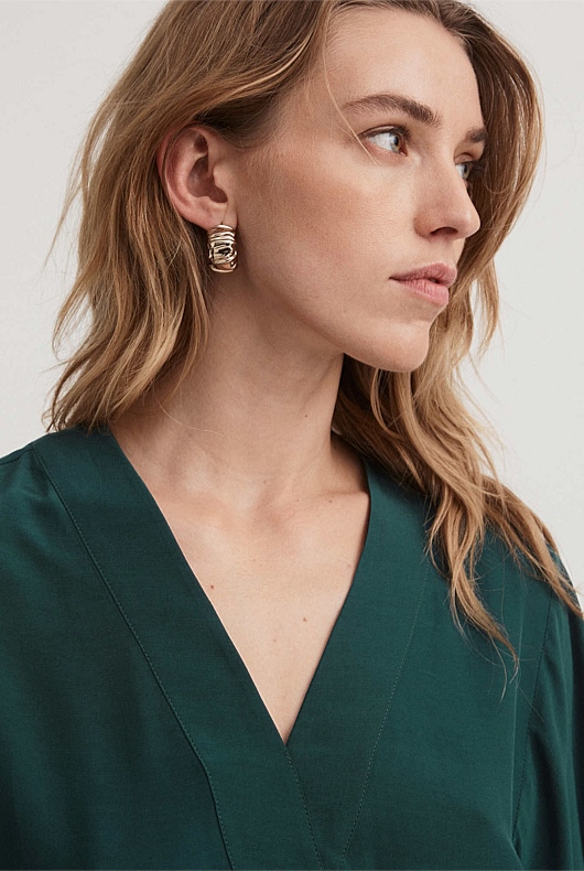 Kaftan V Neck Blouse - Aquamarine