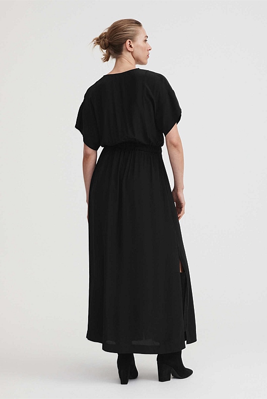 Modern Maxi Shirt Dress - Black
