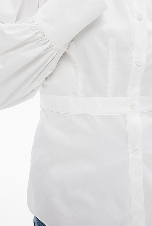 Cotton Sateen Dart Shirt - Pure White
