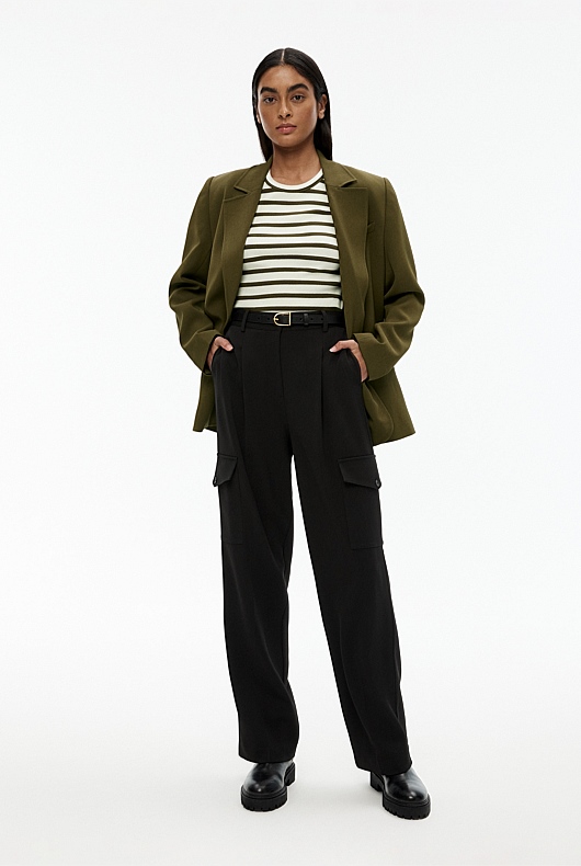 Stripe Crew Rib Tee - Vine Green