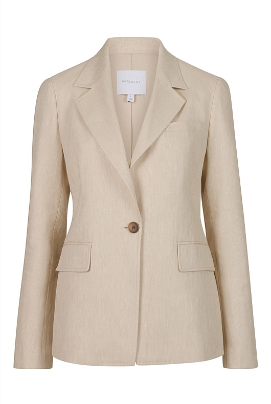 Cotton Linen Single-Breasted Blazer - Flax