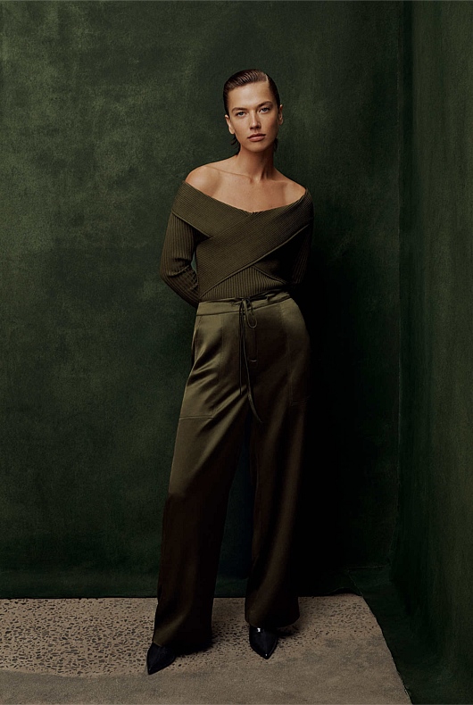 Acetate Blend Pant - Jungle