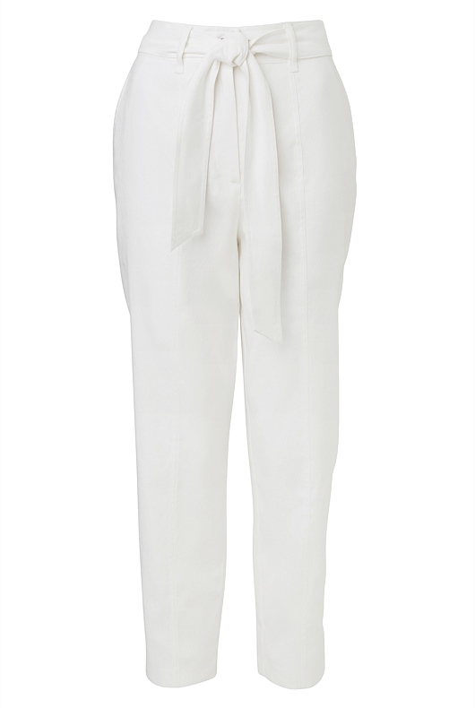 Stretch Linen Blend Tapered Pant - Chalk
