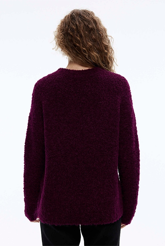 Boucle Crew Neck Knit - Bordeaux