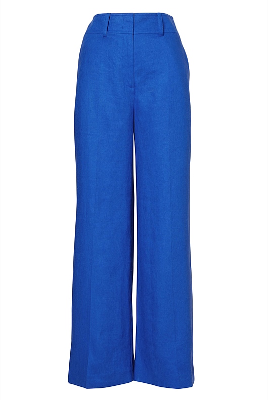 Linen Wide Leg Trouser - Bold Blue