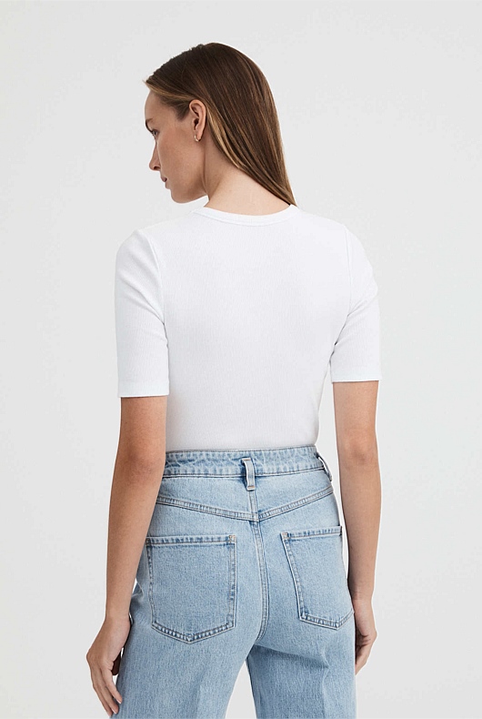 Crew Rib Tee - Pure White