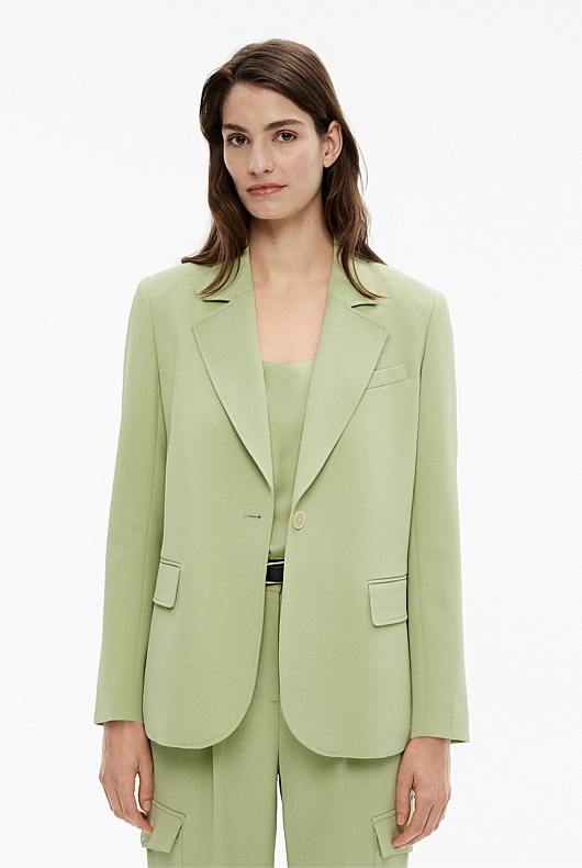 Boxy Single-Breasted Blazer - Pistachio