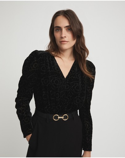 Witchery Devore Puff Sleeve Blouse