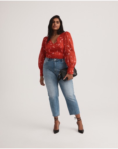 Witchery Silk Linen Geo Scarf Blouse