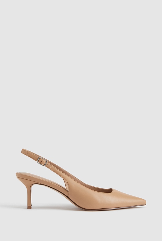 Slingback Leather 65mm Heel - Acorn