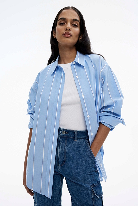 Variegated Stripe Shirt - Periwinkle Blue
