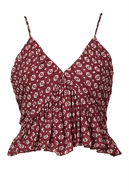 Ikat Pleat Cami - Burnt Sienna