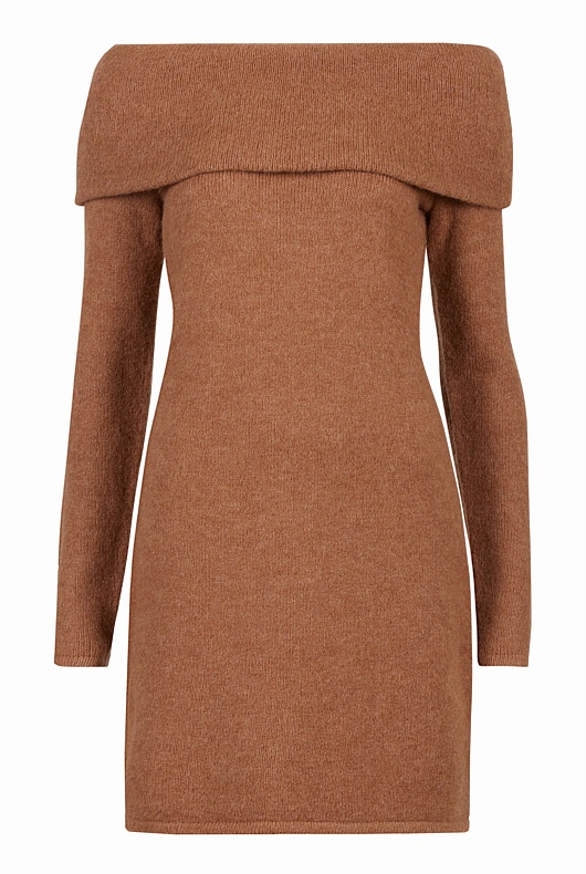 Alpaca Blend Knit Dress - Camel