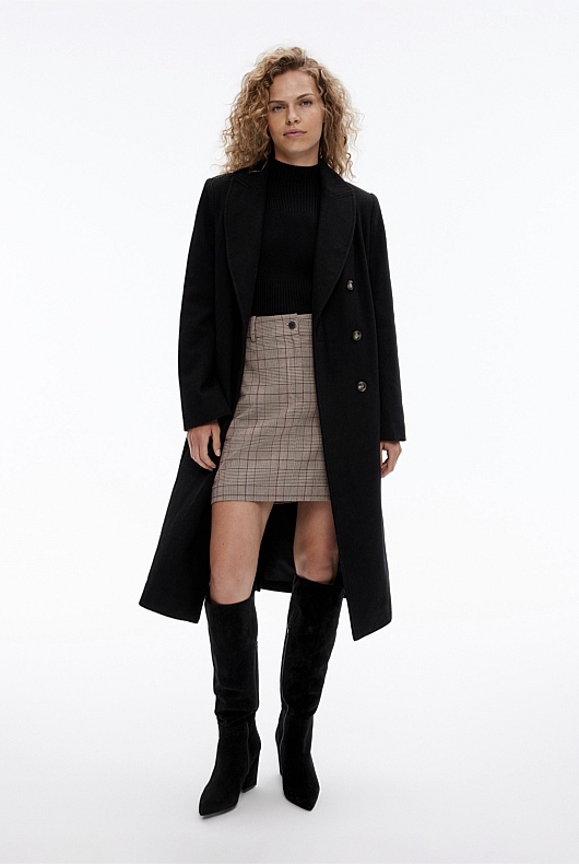 High Neck Textured Knit - Black