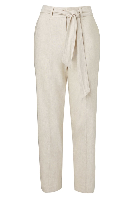 Stretch Linen Blend Tapered Pant - Flax