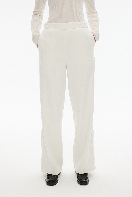 Cotton Linen Pull On Pant - Chalk